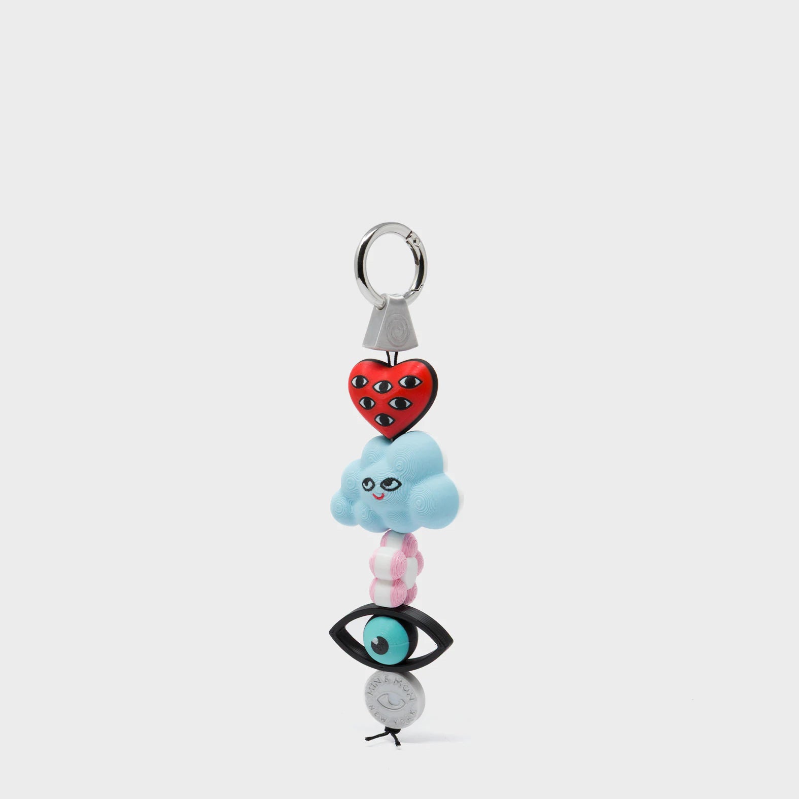Cloudette Charm - Red and Pink 3D Printed Bioplastic Keychain - Back