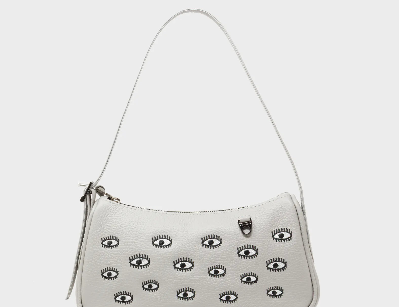 Lucas Hobo Mini Moonwalk Gray Handbag - All Over Eyes Embroidery - Front View
