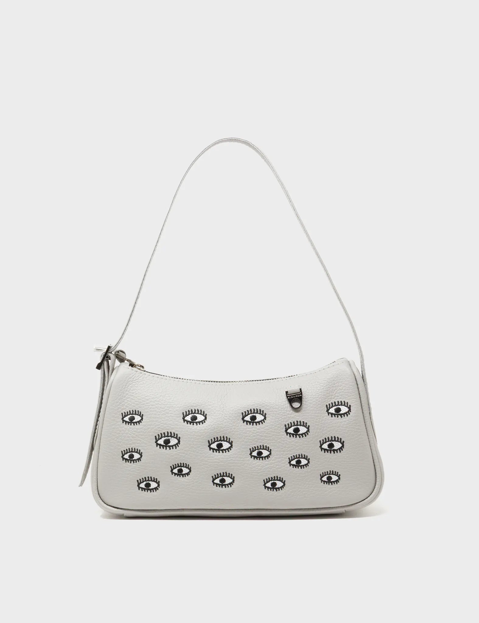 Lucas Hobo Mini Moonwalk Gray Handbag - All Over Eyes Embroidery - Front View