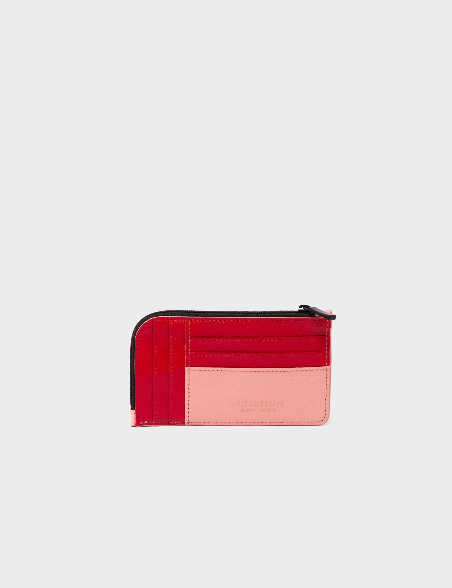 Fausto Rose Leather Zip-around Cardholder - Urban Doodles Print - Back View