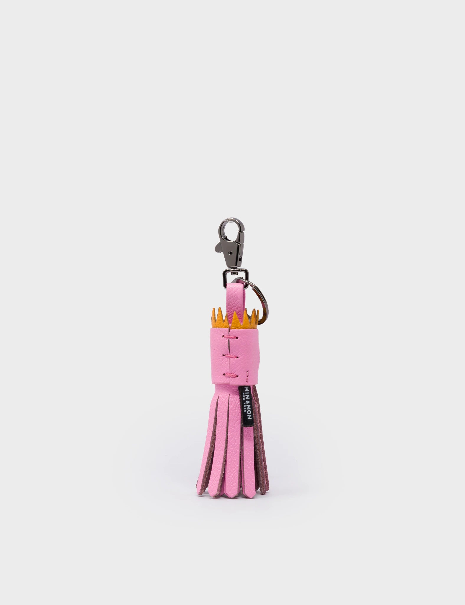 Queen Callie Marie Charm - Taffy Pink and Marigold Leather Keychain - Back 