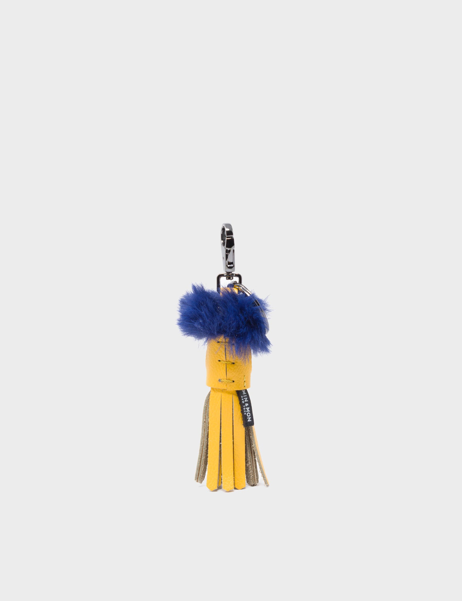 Callie Marie Mayne - Yellow Leather and Blue Synthetic Fur - Back View