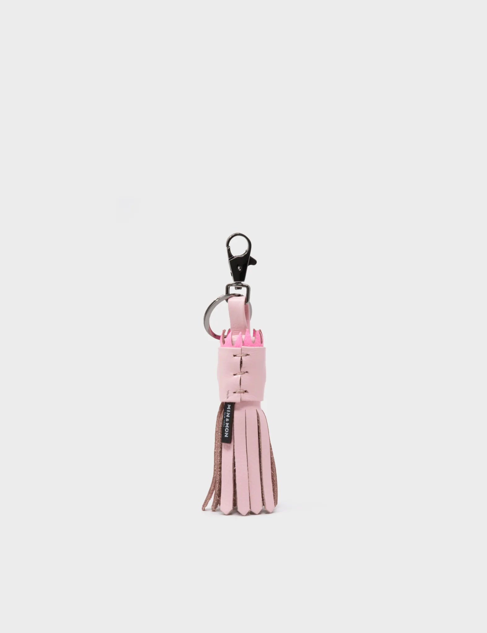 Calamari Charm - Parfait Pink Leather Keychain Squid - Back