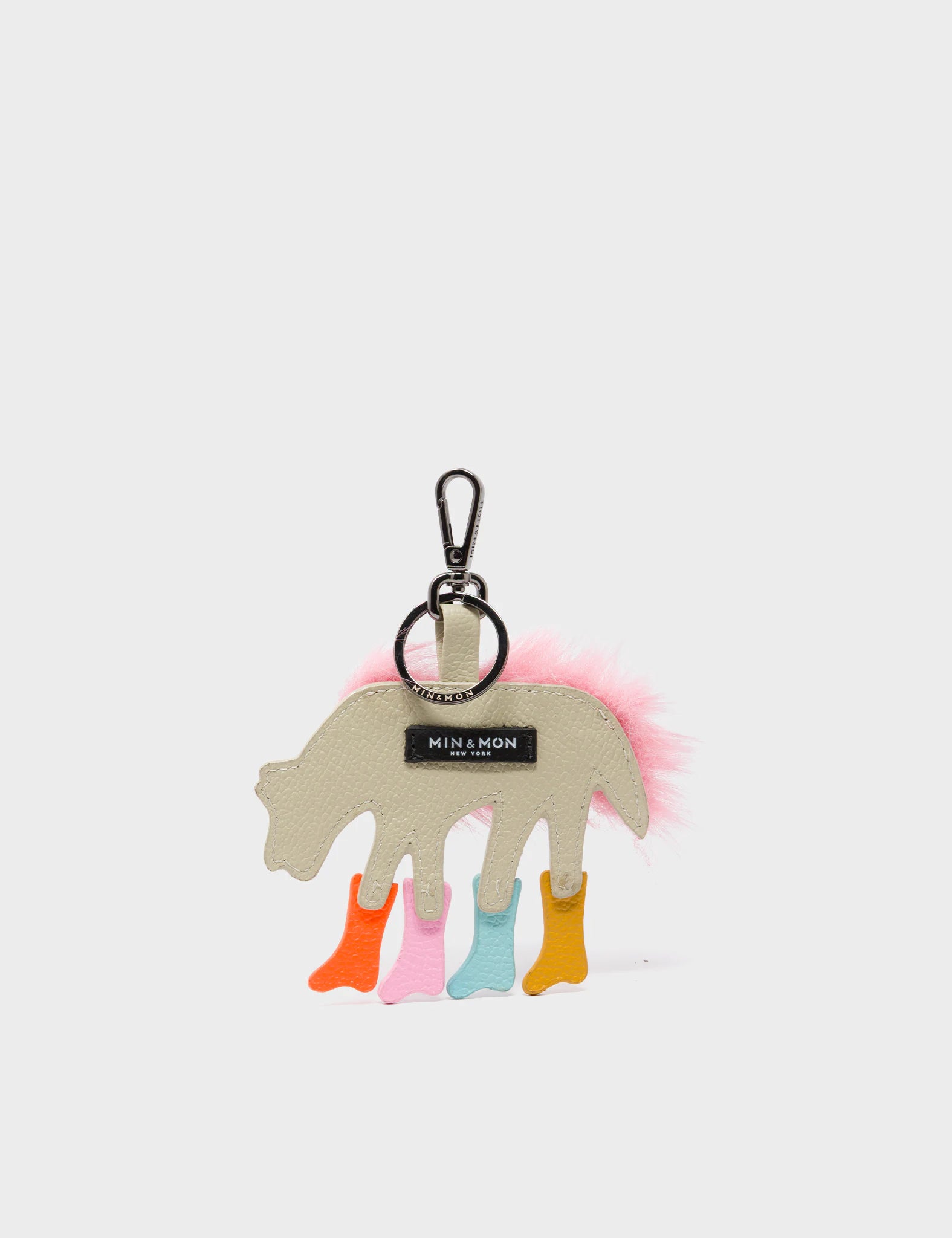 Wolf In Heels Charm - Pink Faux Fur and Multicolored Boots Keychain - Back