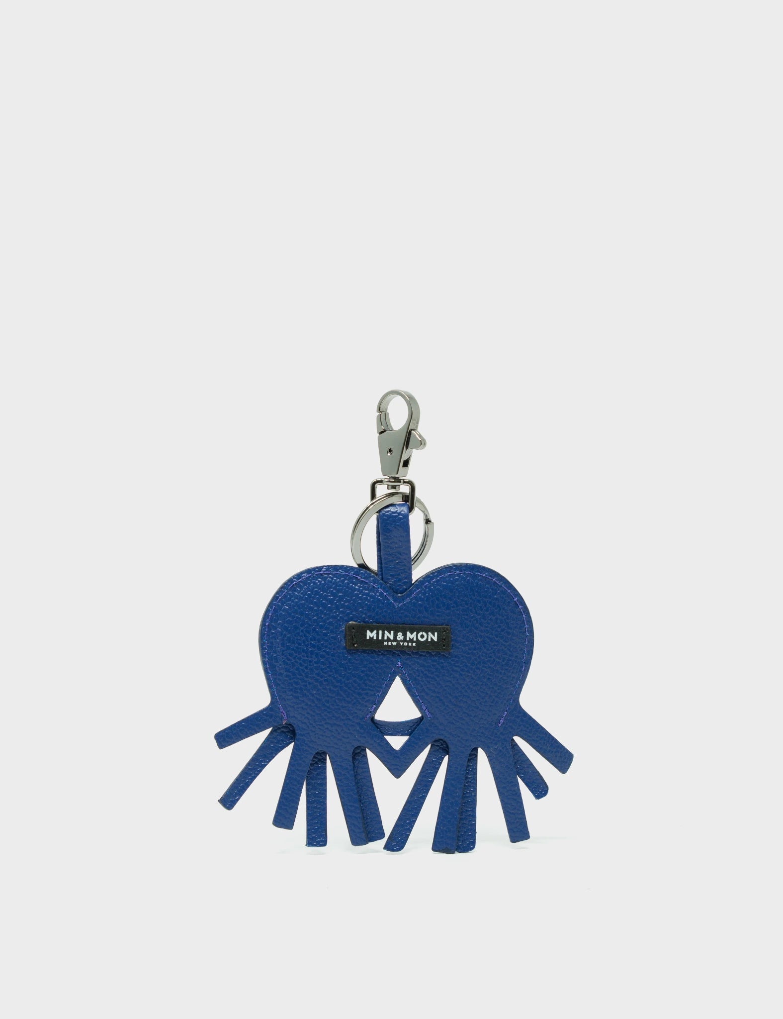 Octopus Twins Charm - Royal Blue Leather Keychain - Back 