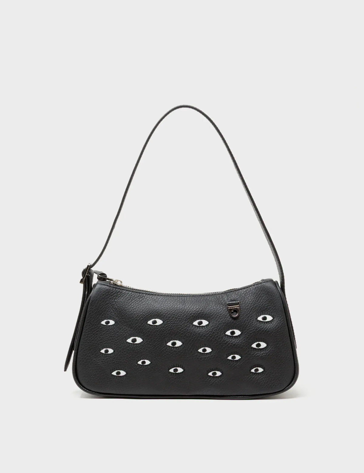 Lucas Hobo Mini Black Handbag - All Over Eyes Embroidery - Front View