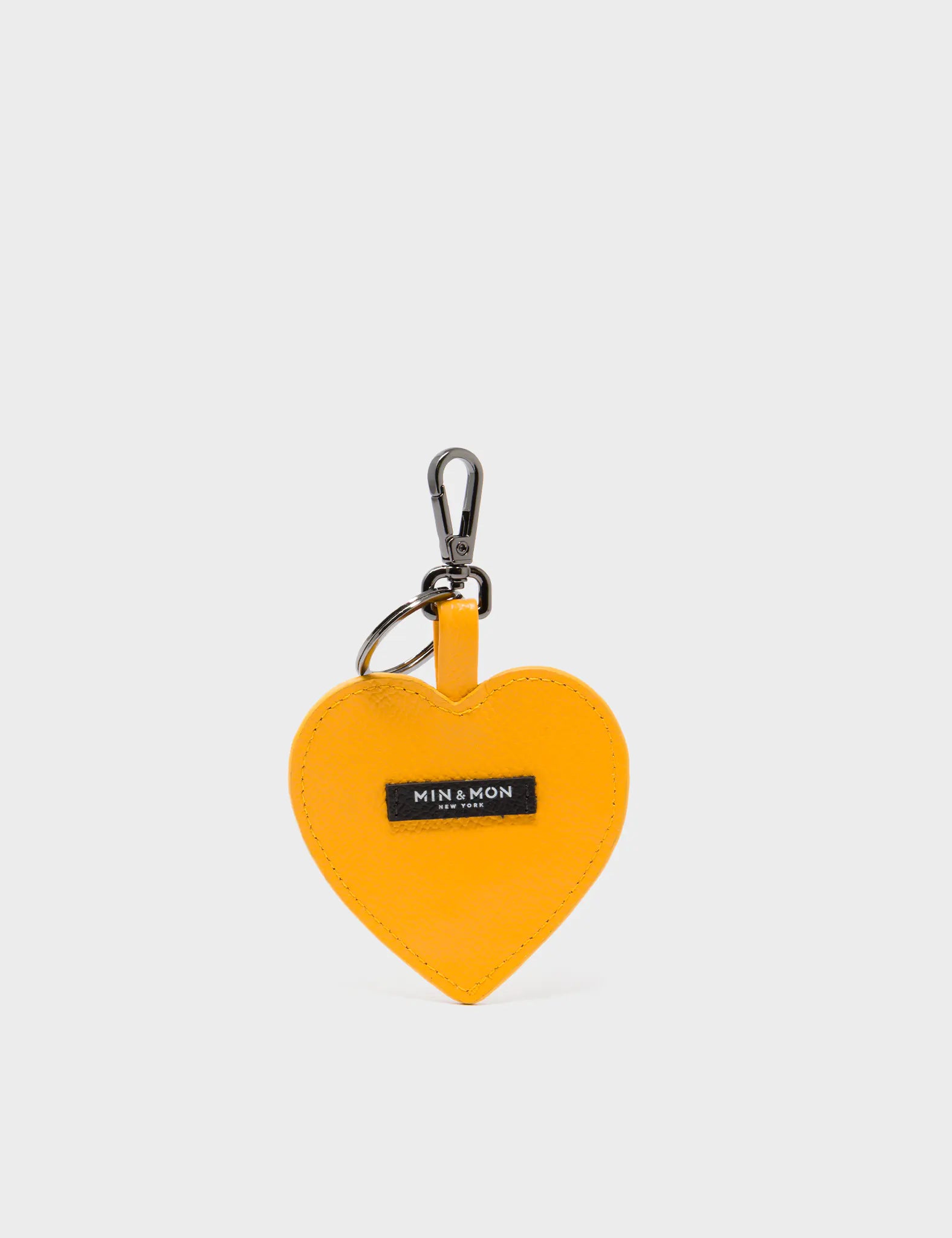 Hearty Smile Charm - Marigold Leather Keychain - Back