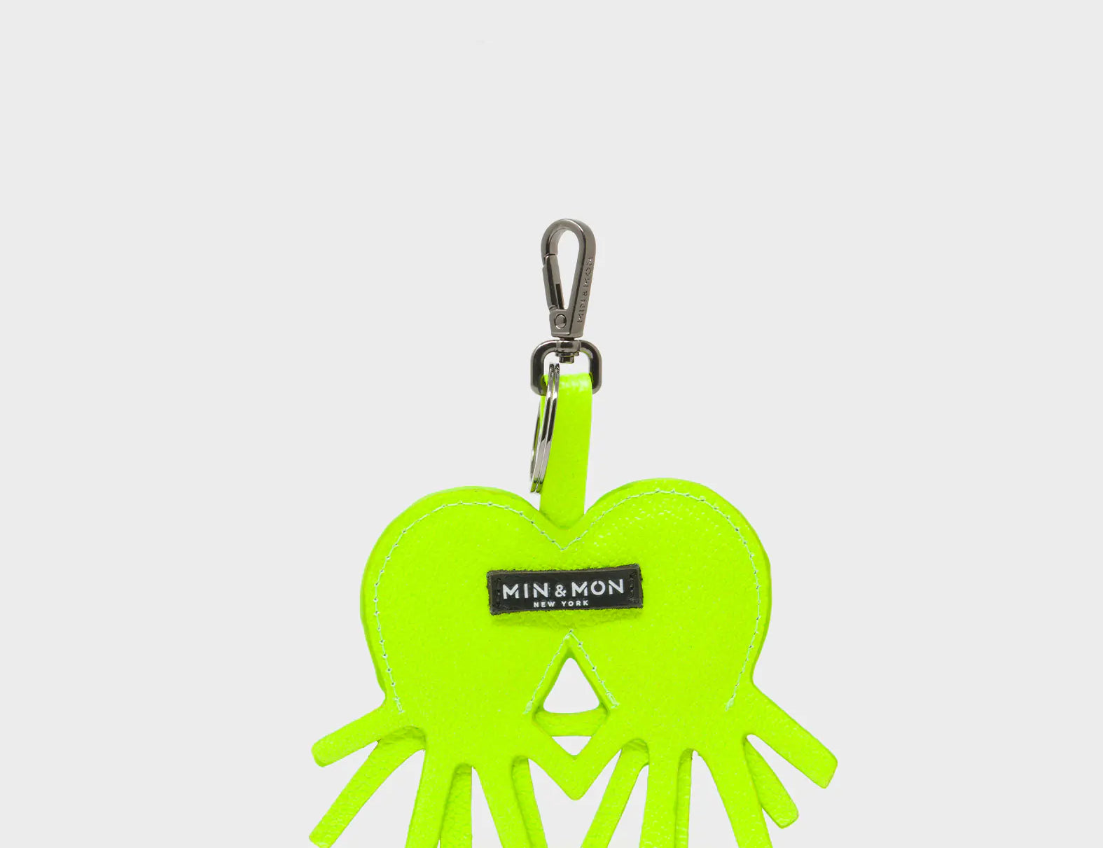 Octotwins Charm - Neon Lime Leather Keychain - Back View