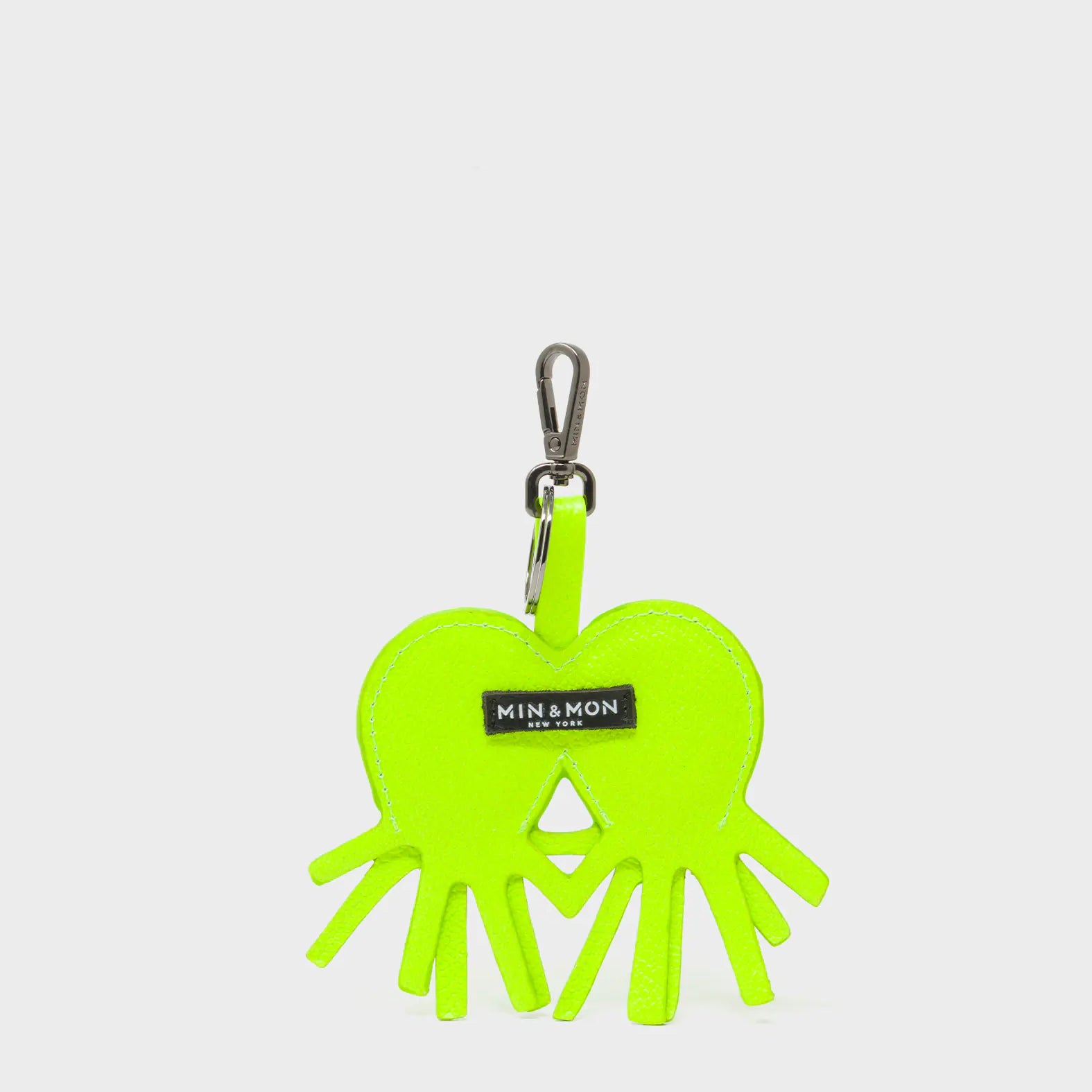 Octotwins Charm - Neon Lime Leather Keychain - Back View