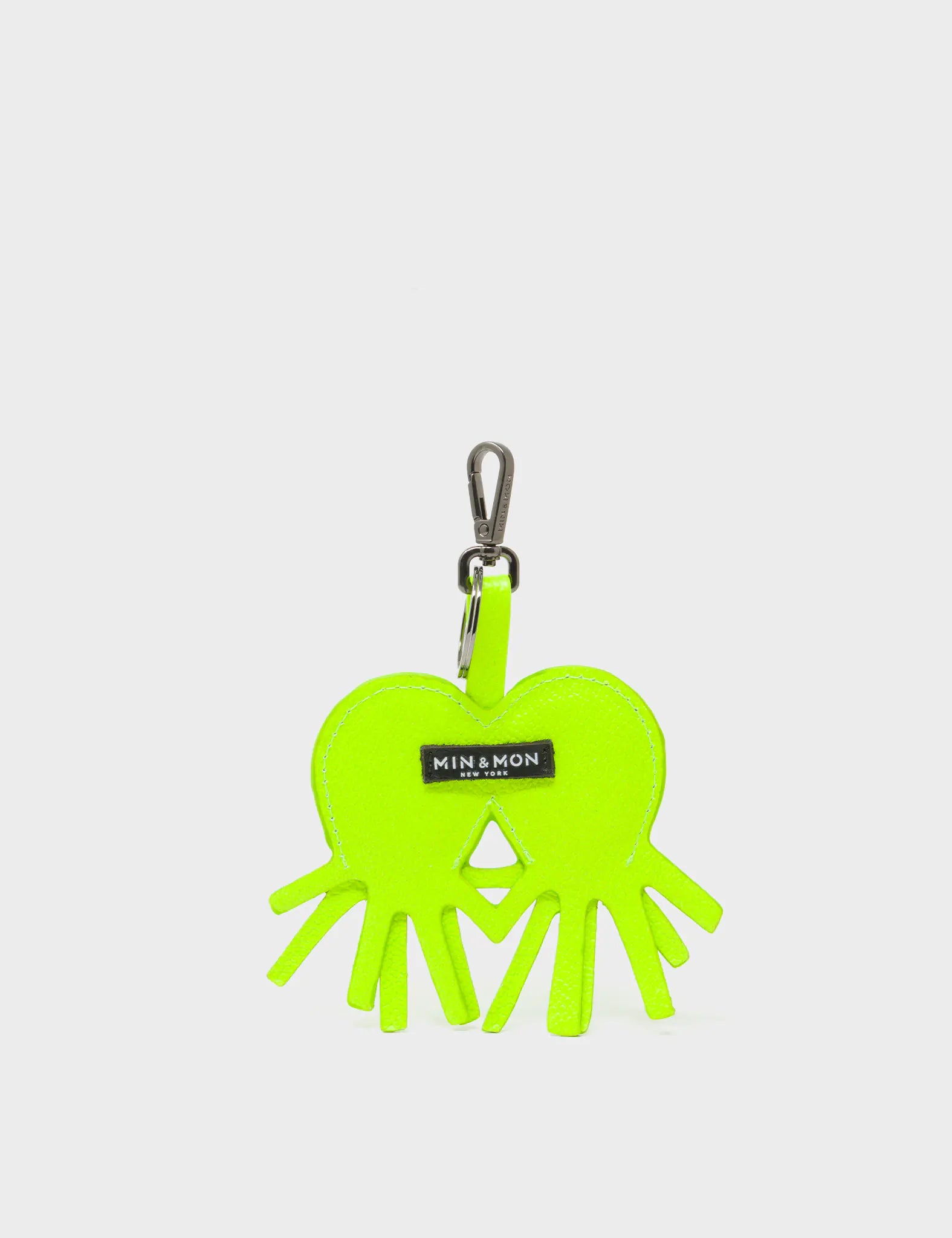 Octotwins Charm - Neon Lime Leather Keychain - Back View