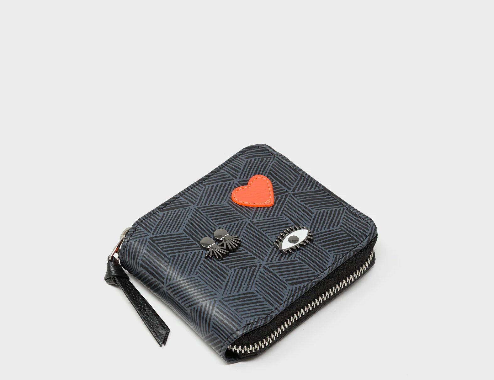 Fedor Black Leather Wallet - Cubes Design - Side View
