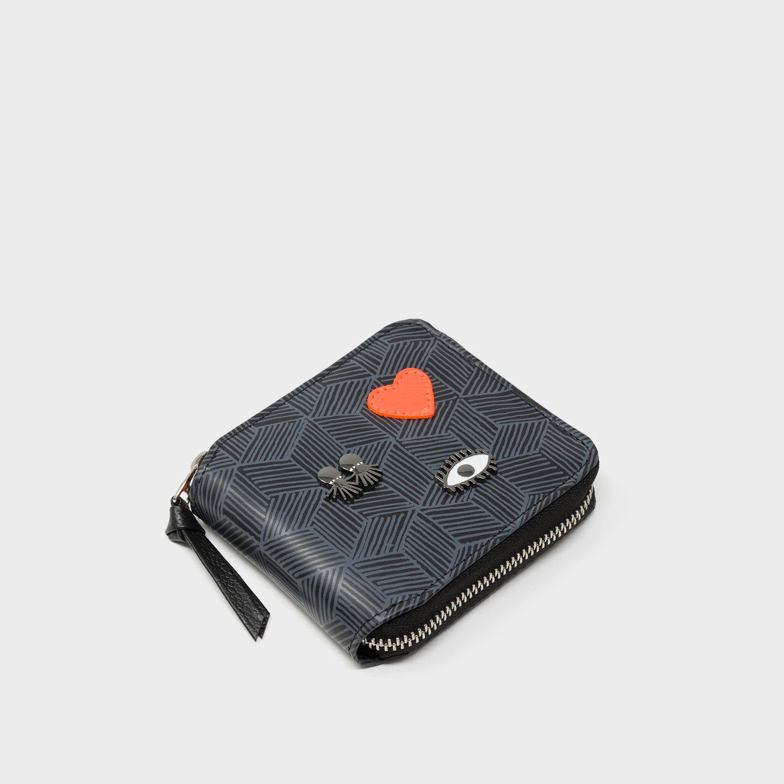 Fedor Black Leather Wallet - Cubes Design - Side View