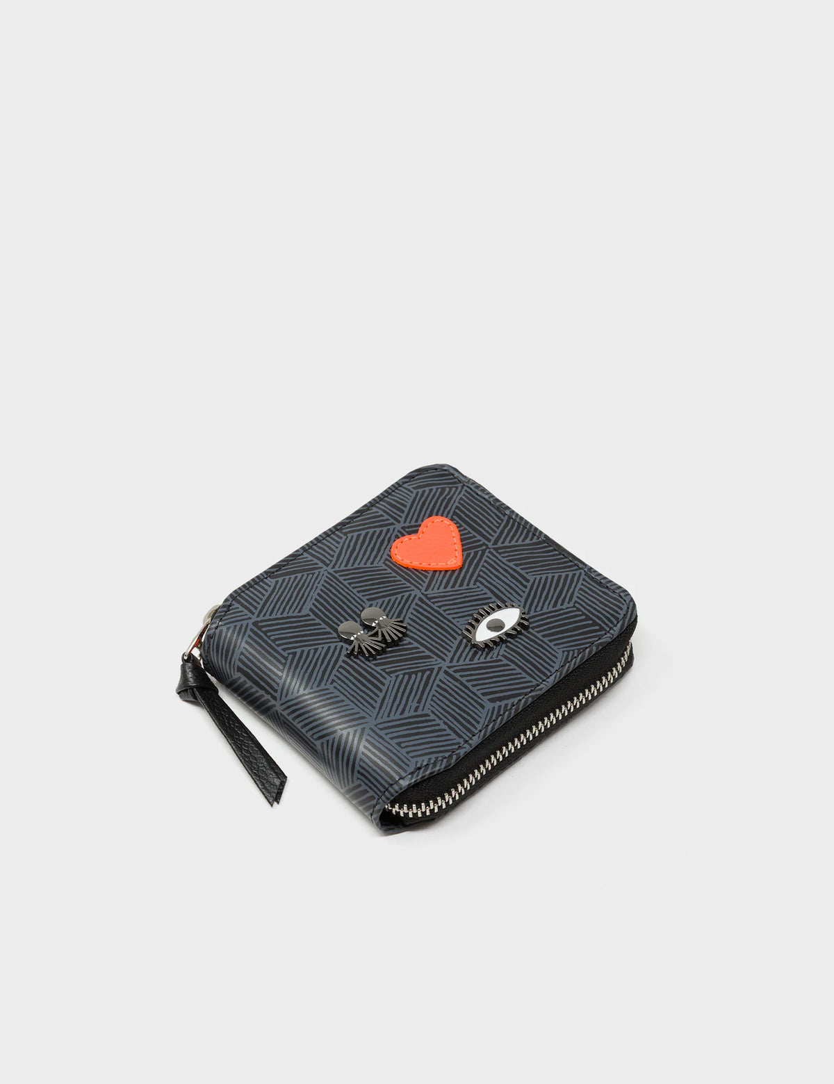 Fedor Black Leather Wallet - Cubes Design - Side View