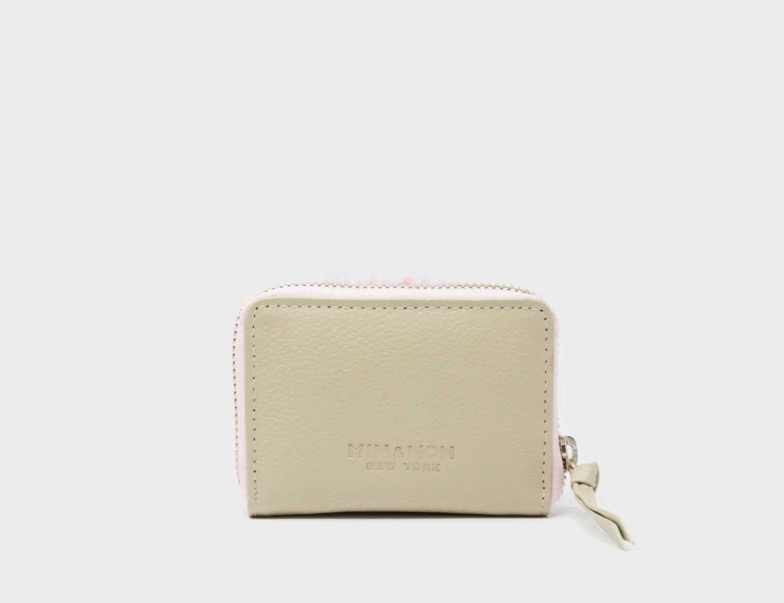 Frodo Gravel Beige Leather Zip Around Wallet - Fuzzy Monster Applique - Back