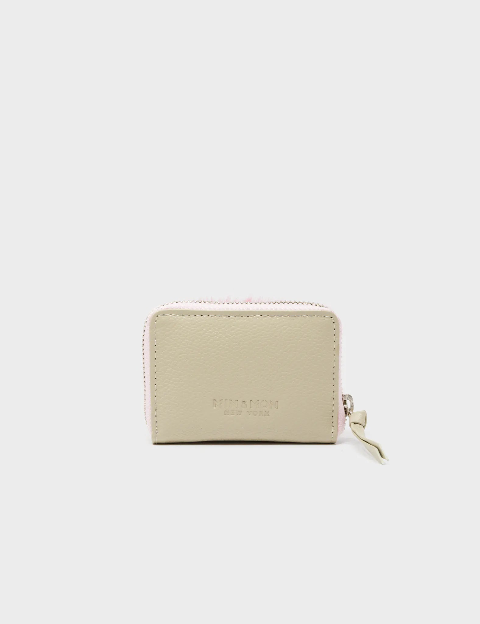 Frodo Gravel Beige Leather Zip Around Wallet - Fuzzy Monster Applique - Back