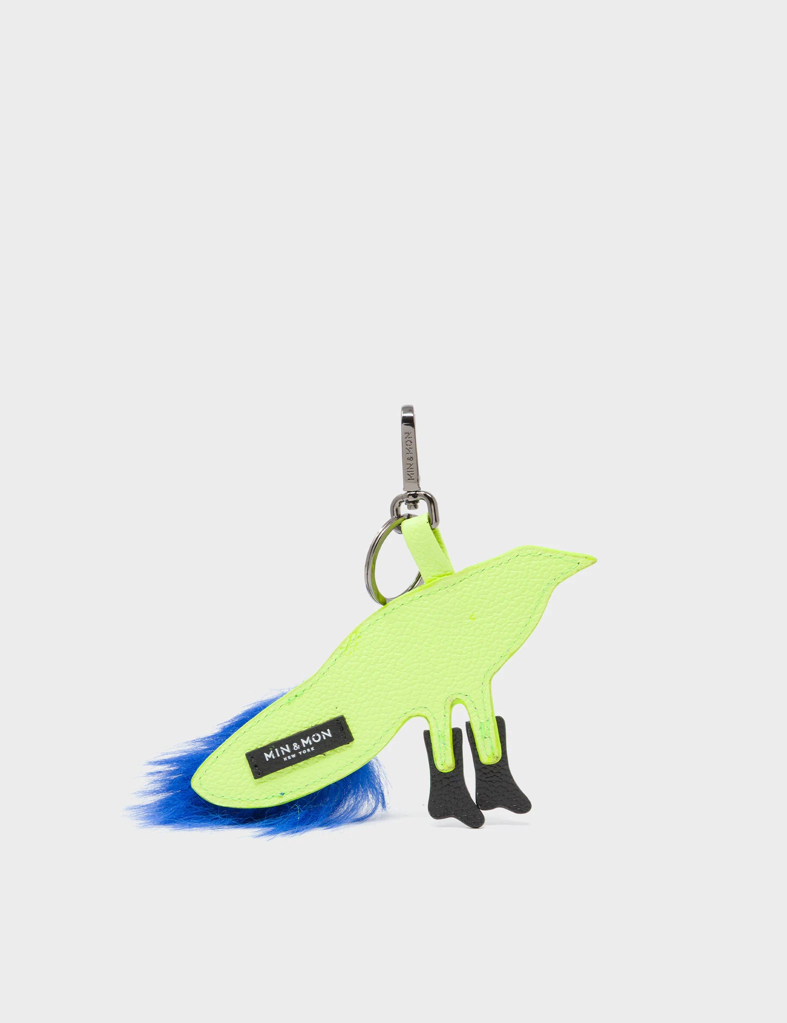 Bird In Boots Charm - Sharp Green Leather Keychain - Back