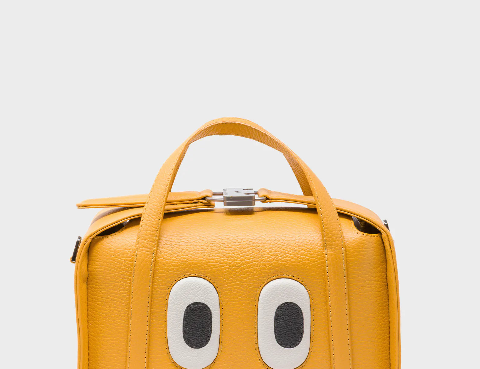 Benji Medium Crossbody Golden Glow Leather Bag - Look Up - Front View
