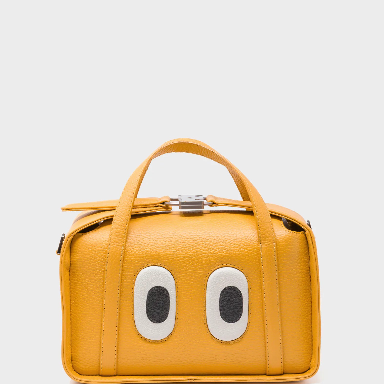 Benji Medium Crossbody Golden Glow Leather Bag - Look Up - Front View