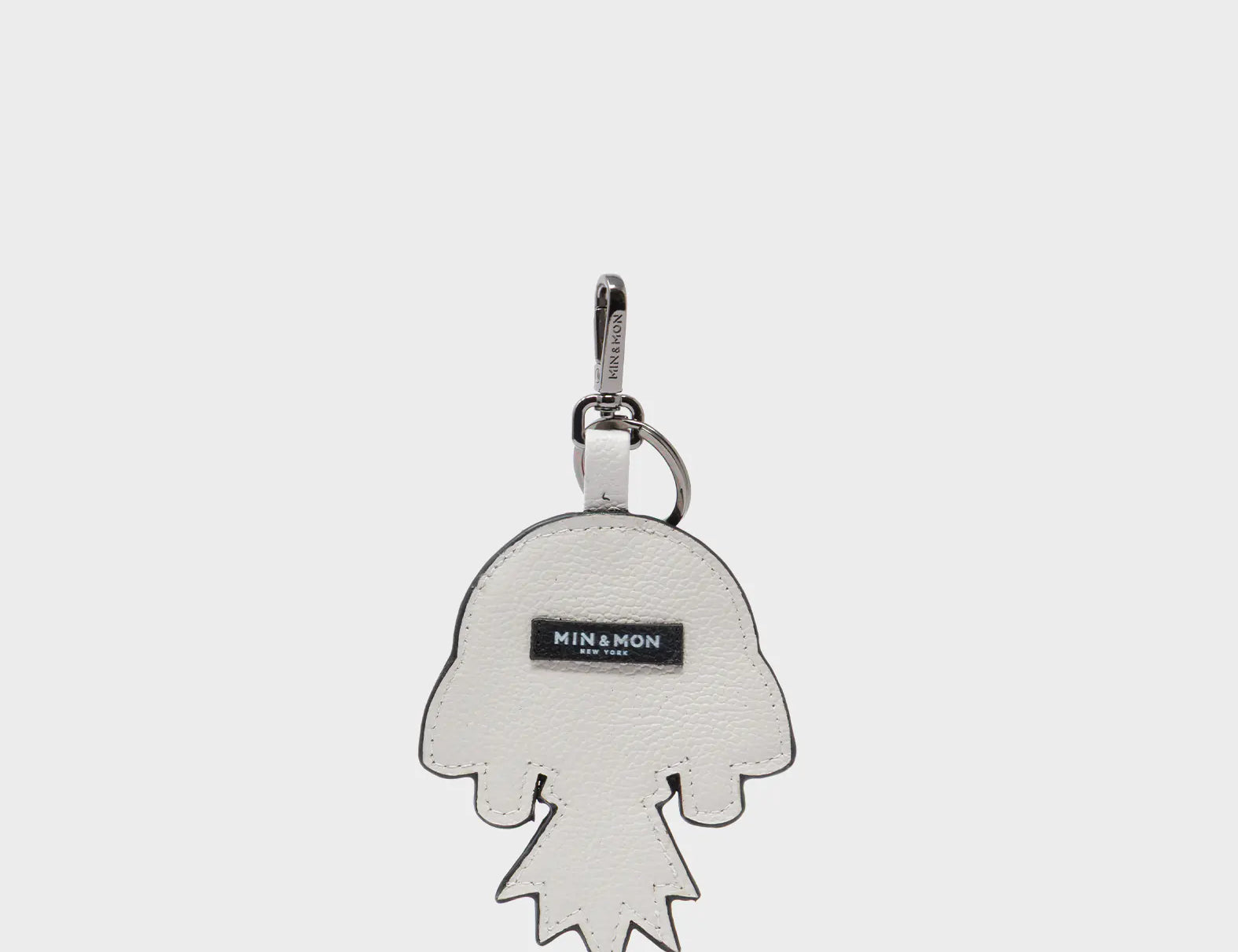 Helia Rocketship Charm - Cream Leather Keychain - Back View