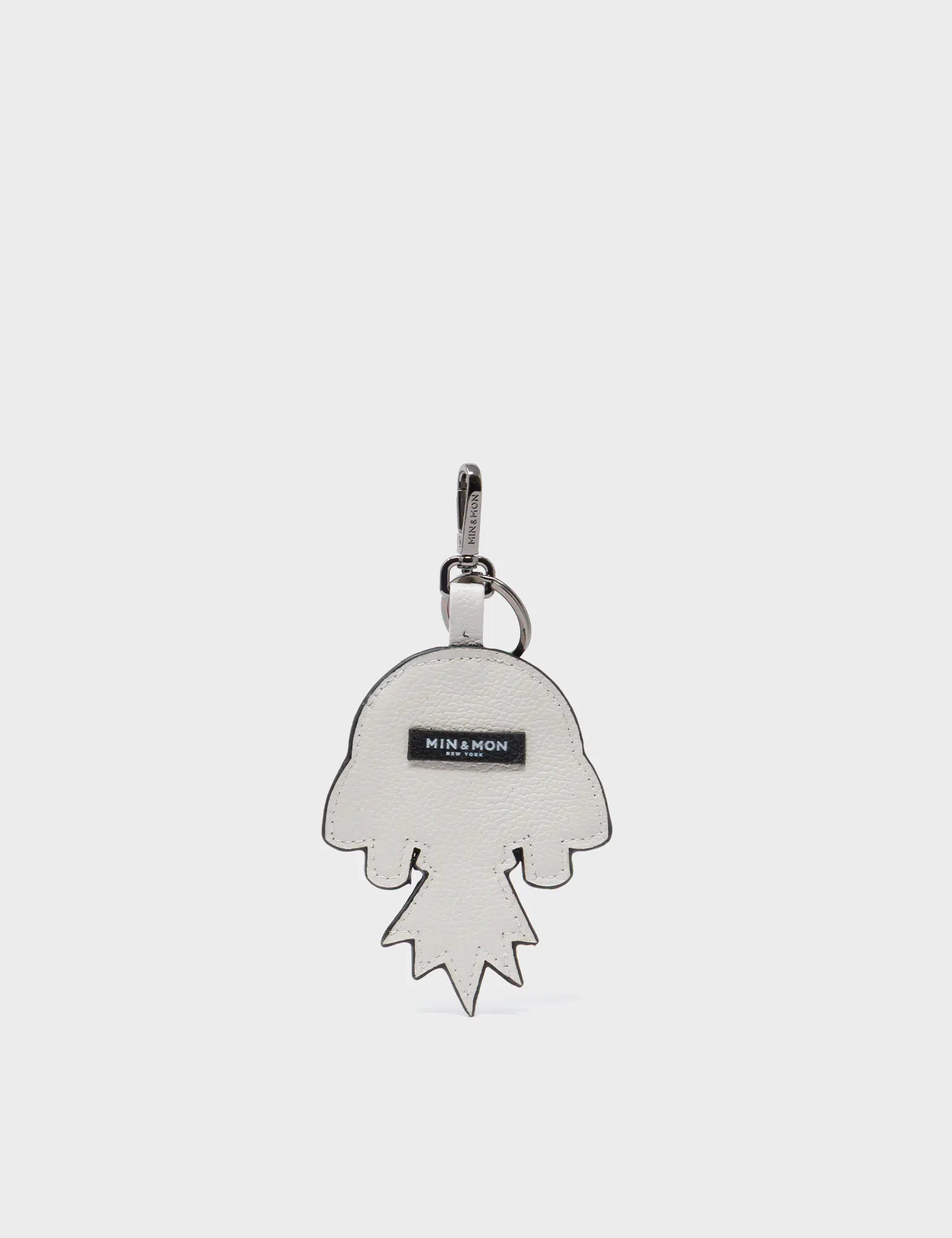 Helia Rocketship Charm - Cream Leather Keychain - Back View