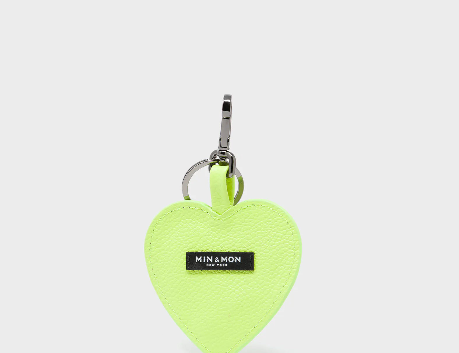 Hearty Smile Charm - Sharp Green Leather Keychain - Back