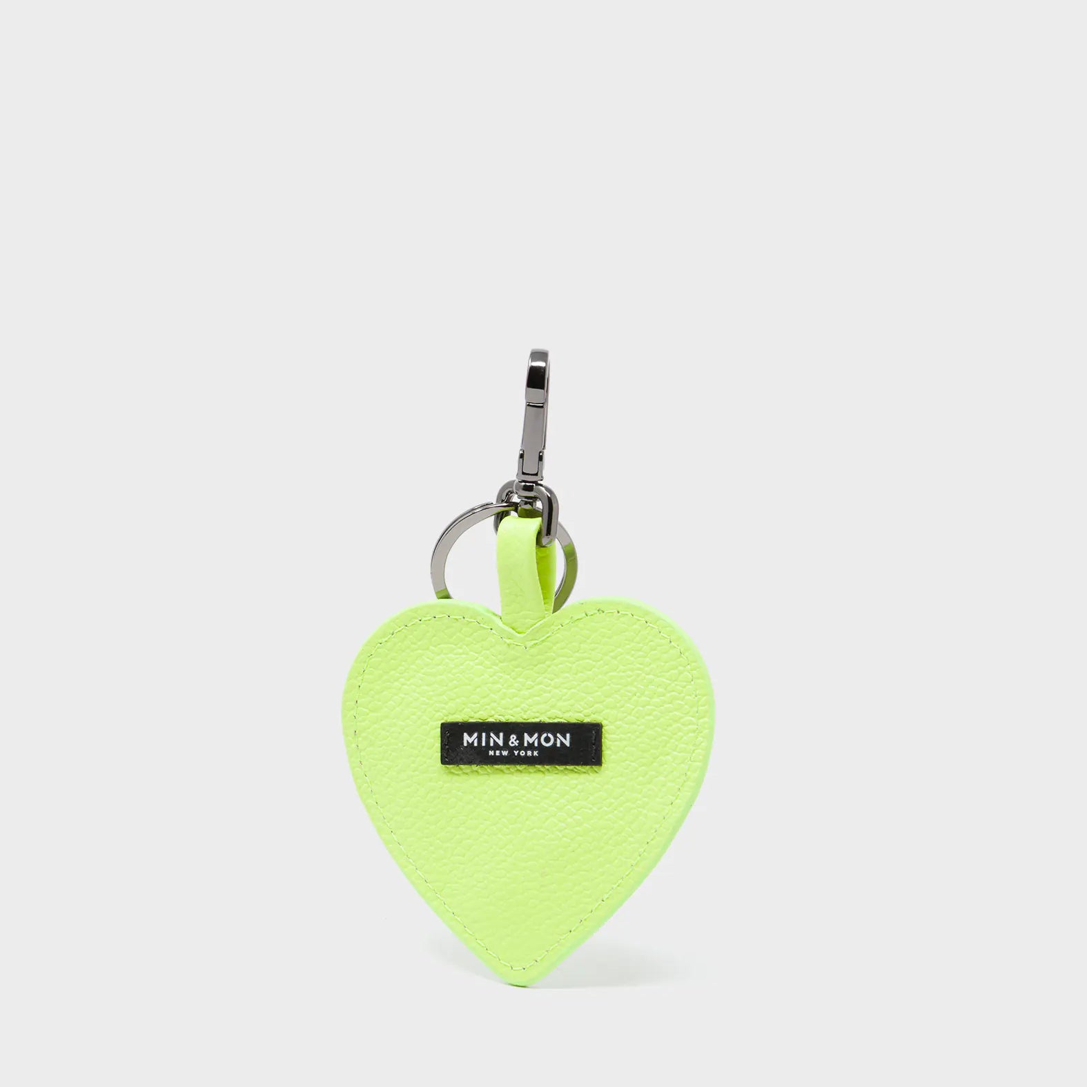 Hearty Smile Charm - Sharp Green Leather Keychain - Back
