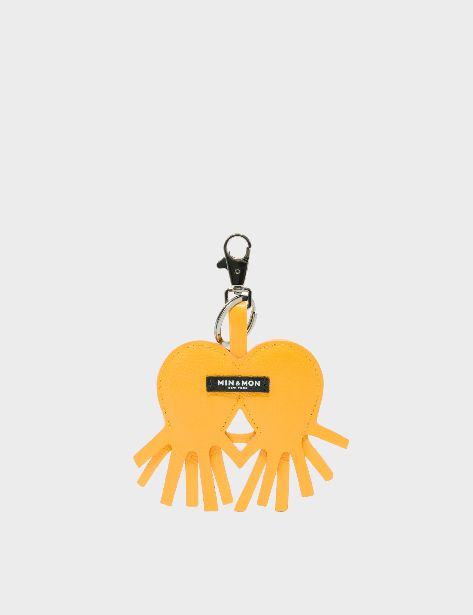 Octopus Twins Charm - Marigold Leather Keychain - Back 