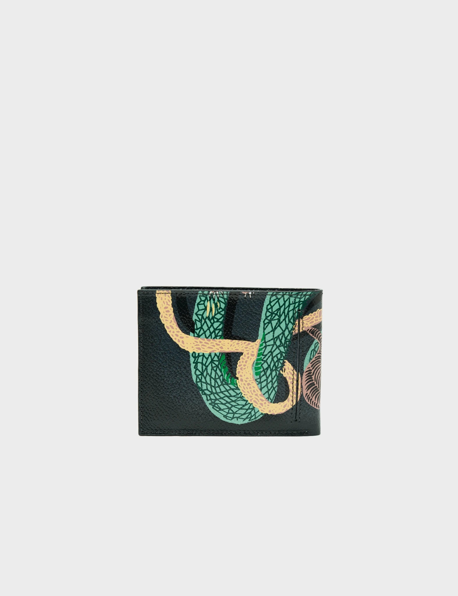 Felicia Wallet Black Leather - Tiger And Snake Print - Back 