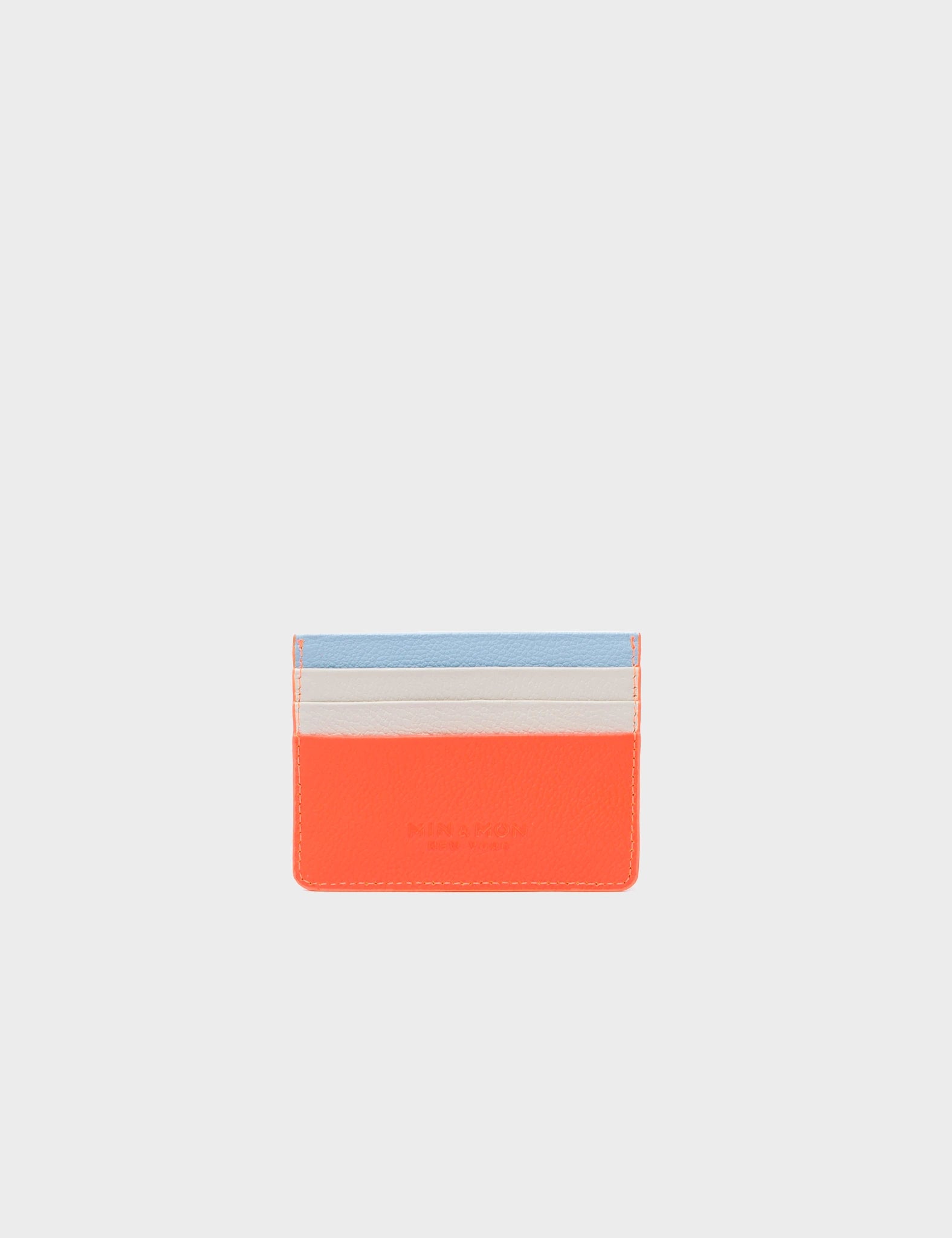 Filium Wallet Neon Orange And Cream Leather Cardholder - Eyes Pattern Debossed - Back 