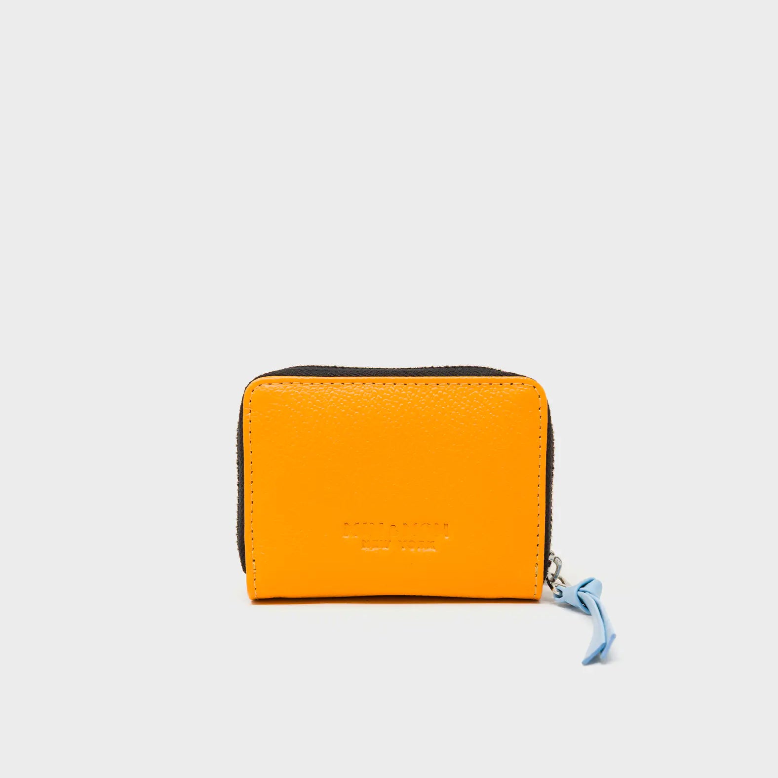 Frodo Flamingo Orange Leather Zip Around Wallet - Happy Tiger Embroidery - Back View