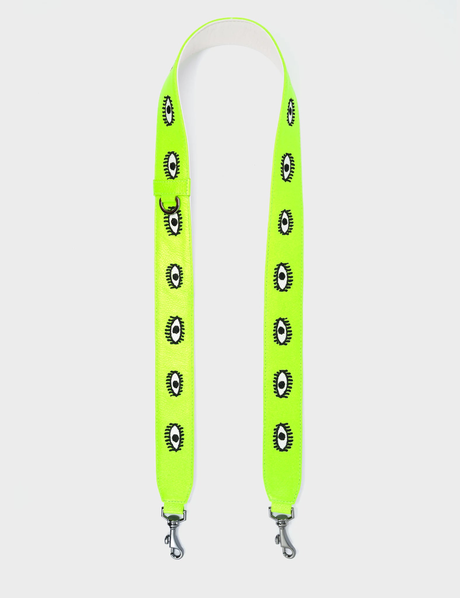 Detachable Neon Yellow Leather Shoulder Strap - All Over Eyes Embroidery - Top