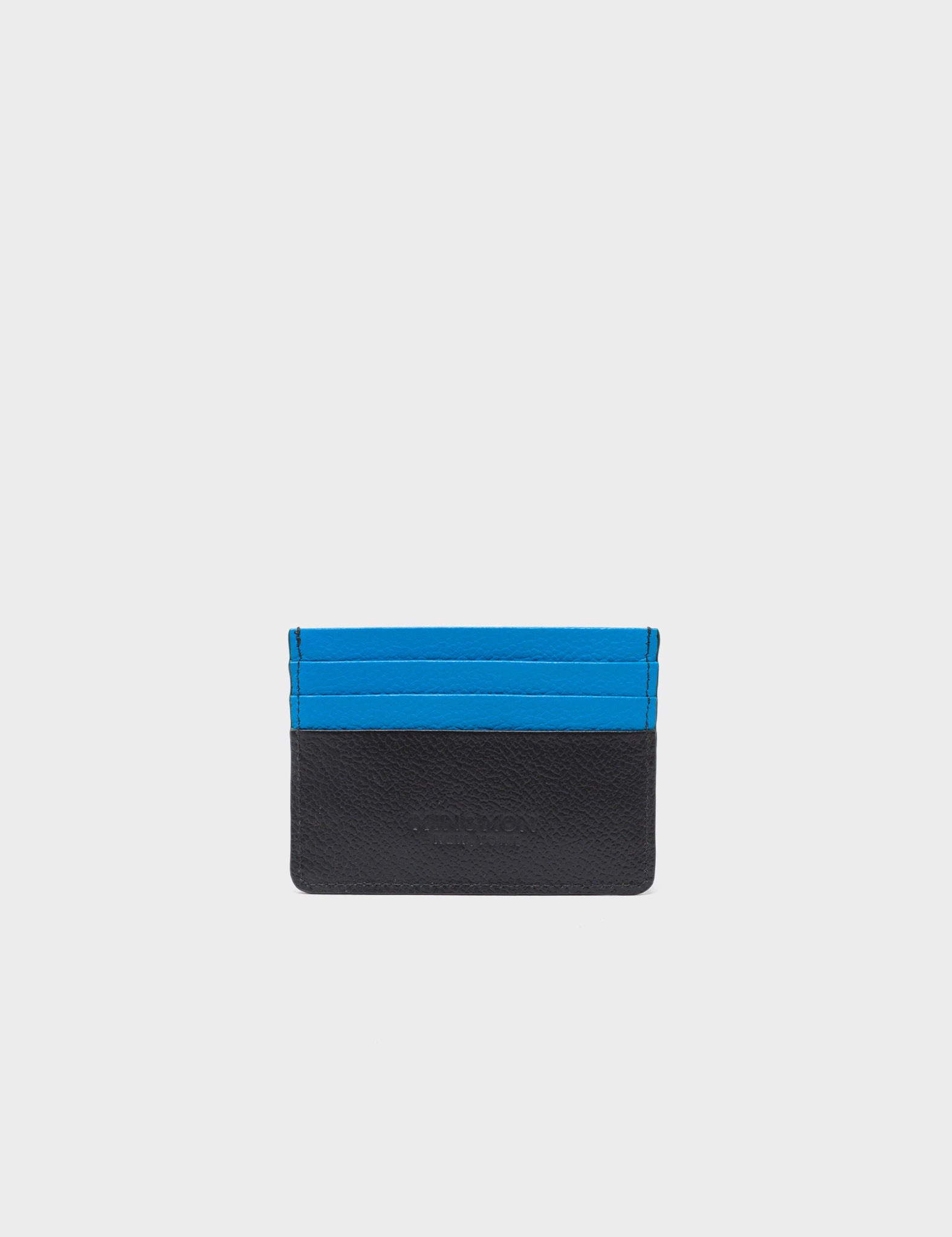 Filium Black and Blue Leather Cardholder - Subway Stories Print - Back View