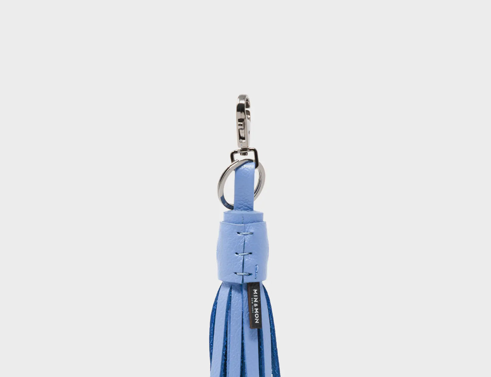 Callie Marie Hue Charm - Vista Blue Leather Keychain - Back View
