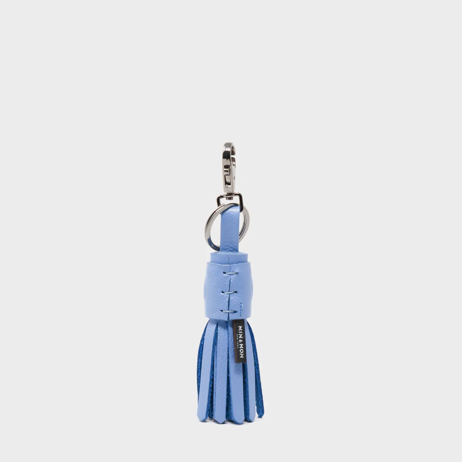 Callie Marie Hue Charm - Vista Blue Leather Keychain - Back View