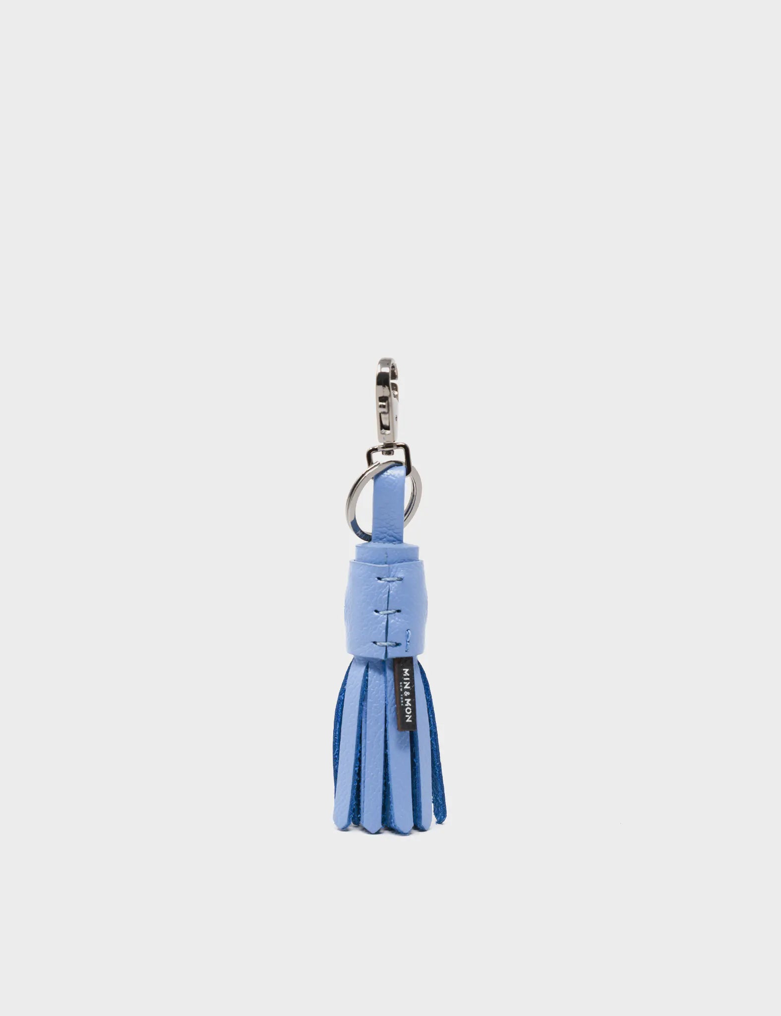 Callie Marie Hue Charm - Vista Blue Leather Keychain - Back View