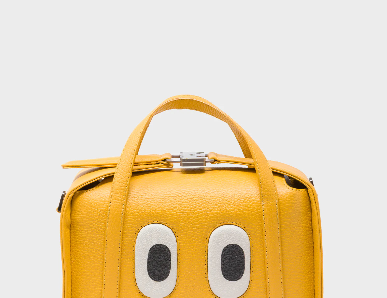 Benji Medium Crossbody Golden Glow Leather Bag - Look Up 👀 - Front View