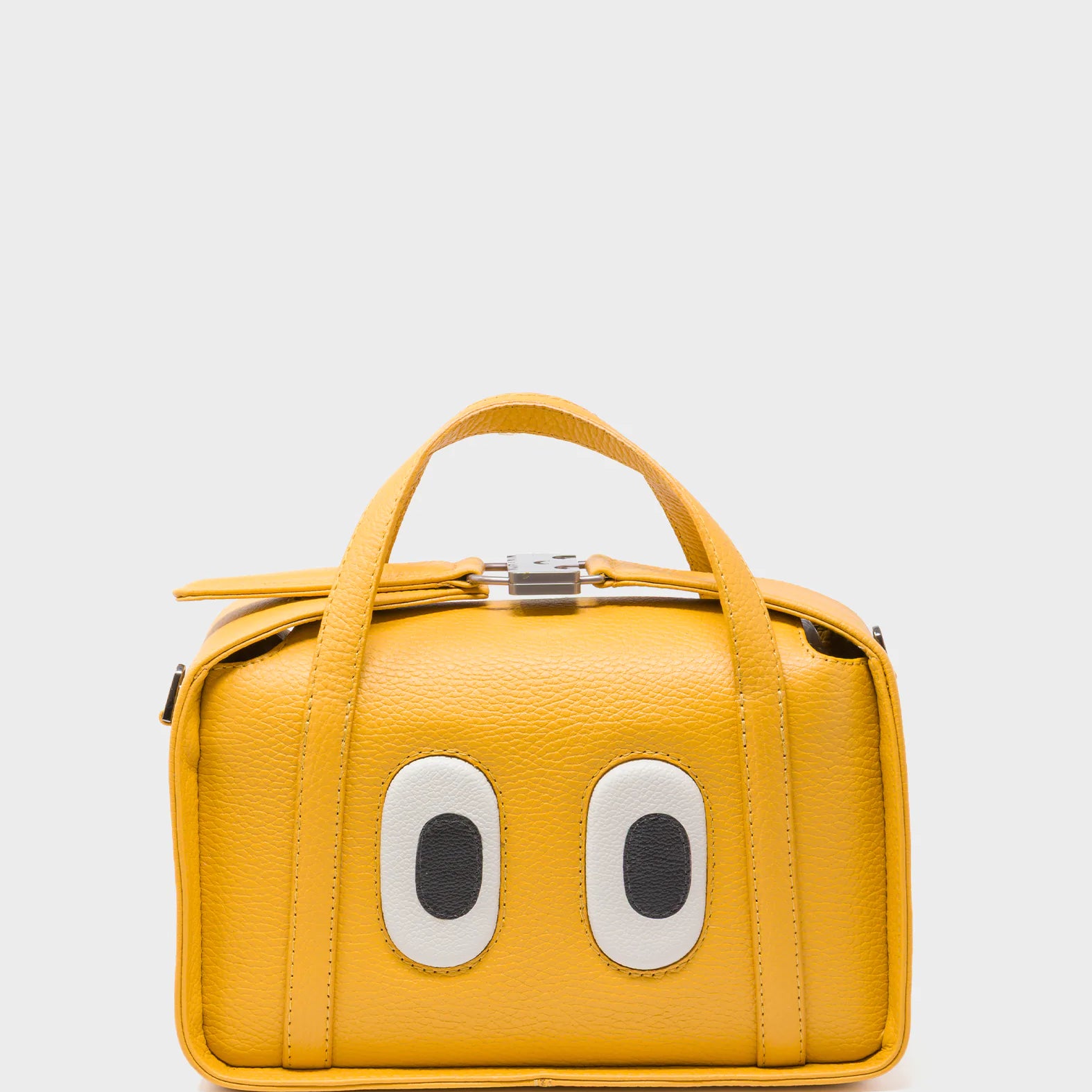 Benji Medium Crossbody Golden Glow Leather Bag - Look Up 👀 - Front View