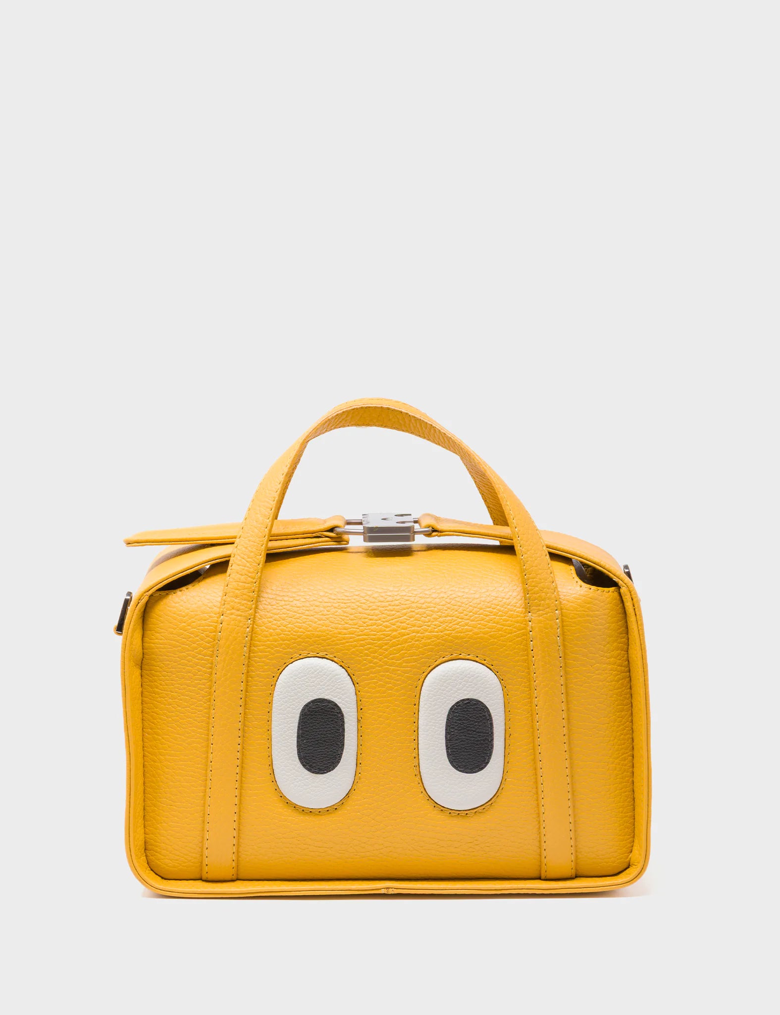 Benji Medium Crossbody Golden Glow Leather Bag - Look Up 👀 - Front View