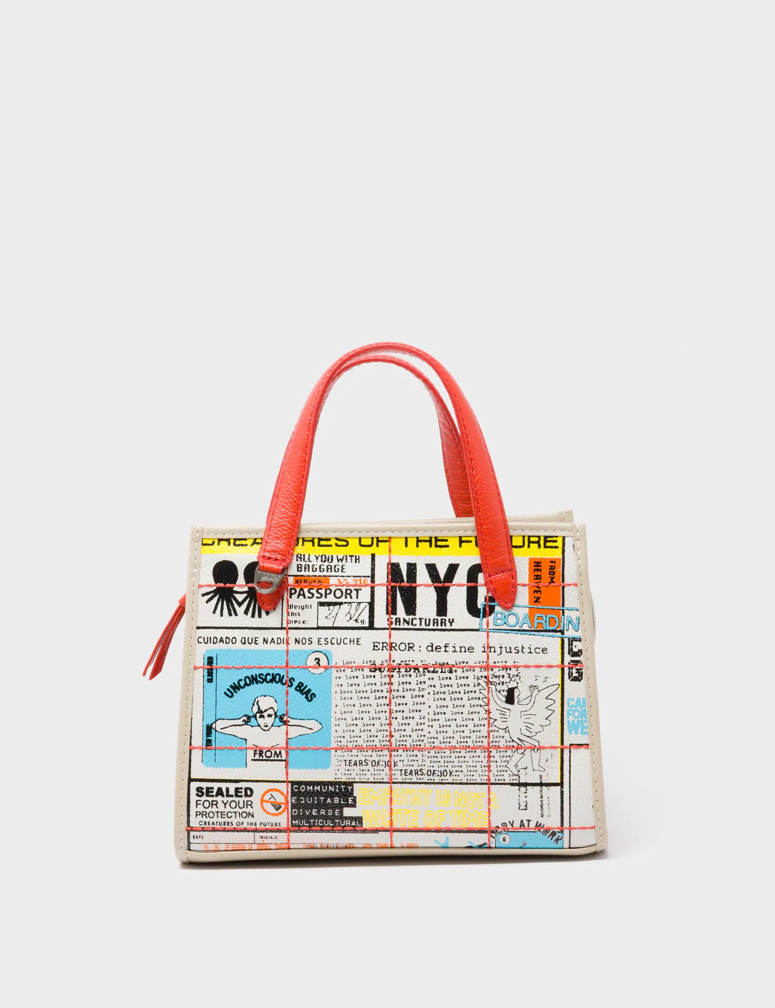 Simon Beige Leather Small Handbag - Kind Type Design - Front View