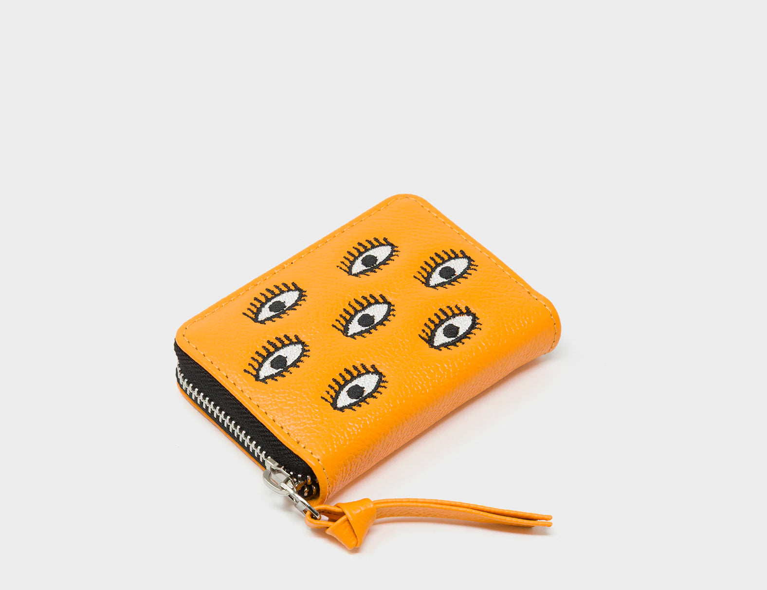 Frodo Flamingo Orange Zip Around Wallet - All Over Eyes Embroidery - Side view