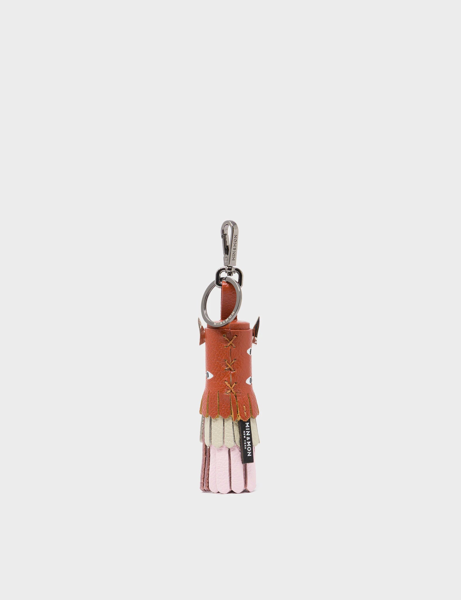 Oliver The Ox Charm - Baked City Brown Leather Keychain - back