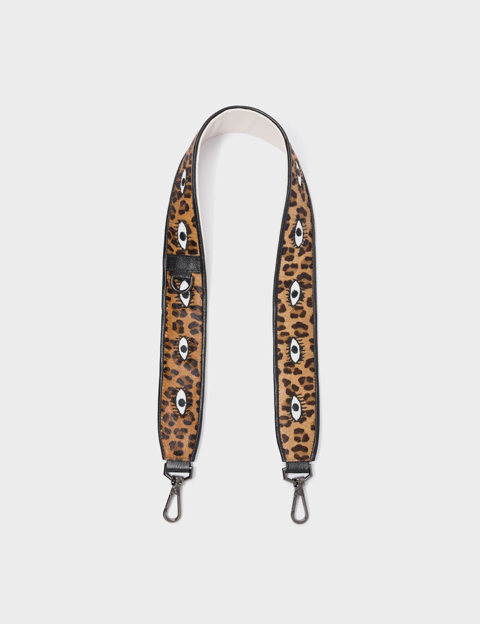 Short Detachable Animal Print Leather Strap - All Over Eyes Embroidery - How To Use