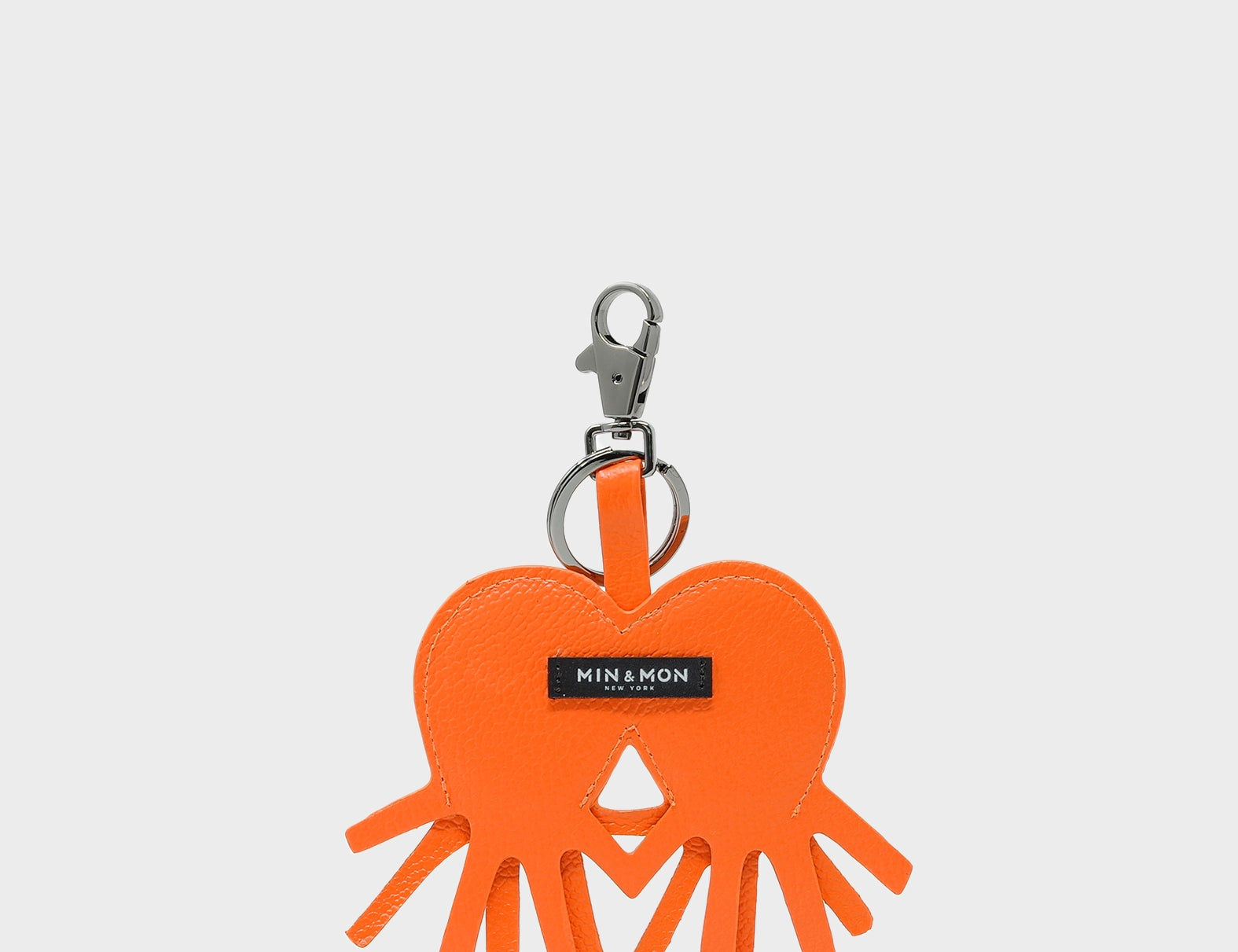 Octotwins Charm - Neon Orange Leather Keychain -  Back View