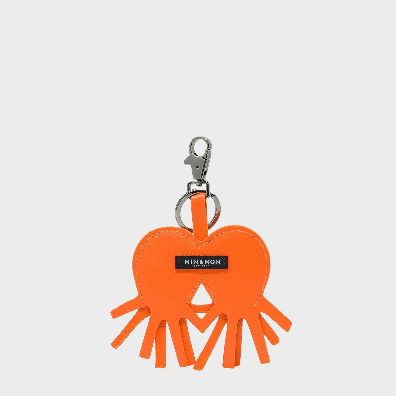 Octotwins Charm - Neon Orange Leather Keychain -  Back View