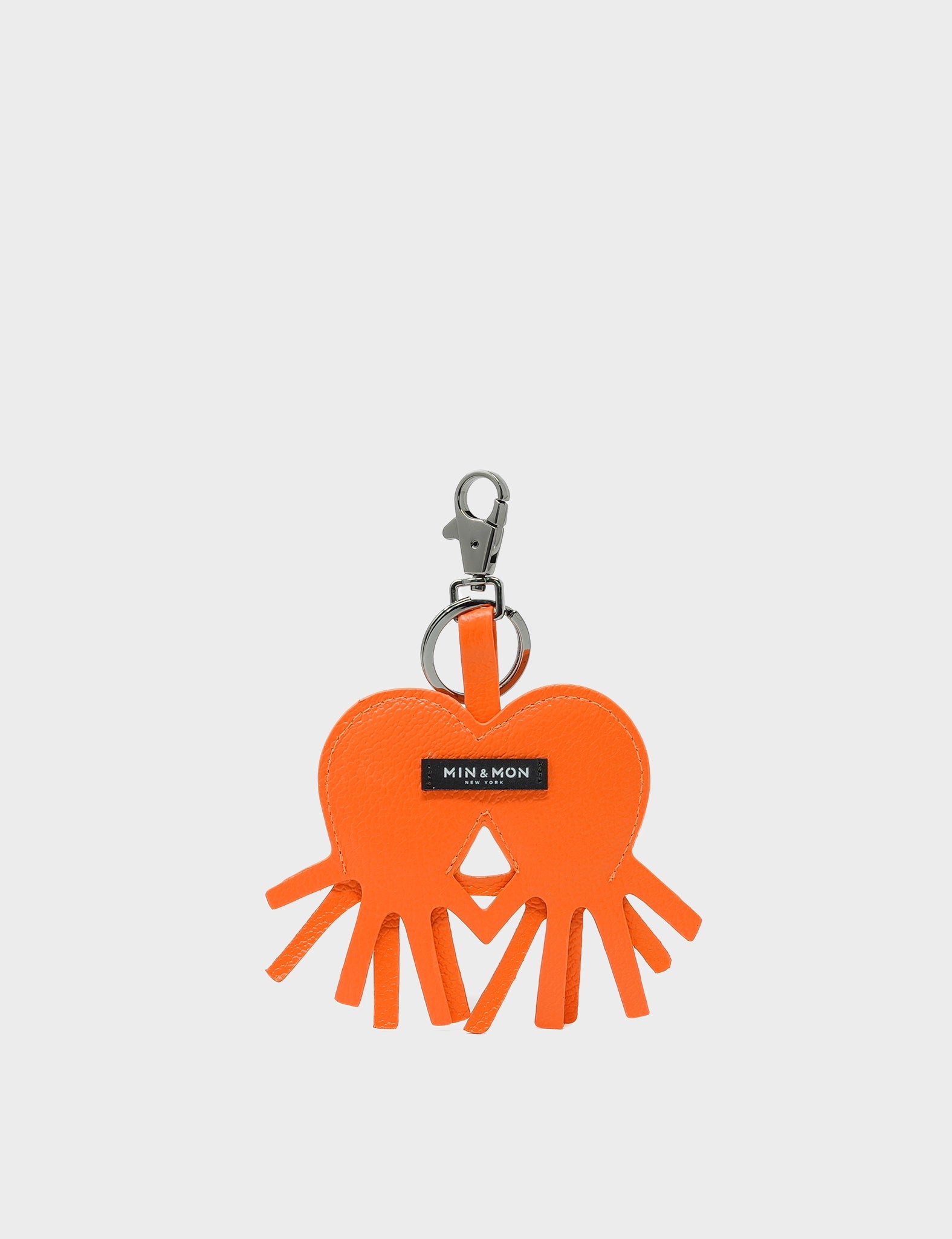 Octotwins Charm - Neon Orange Leather Keychain -  Back