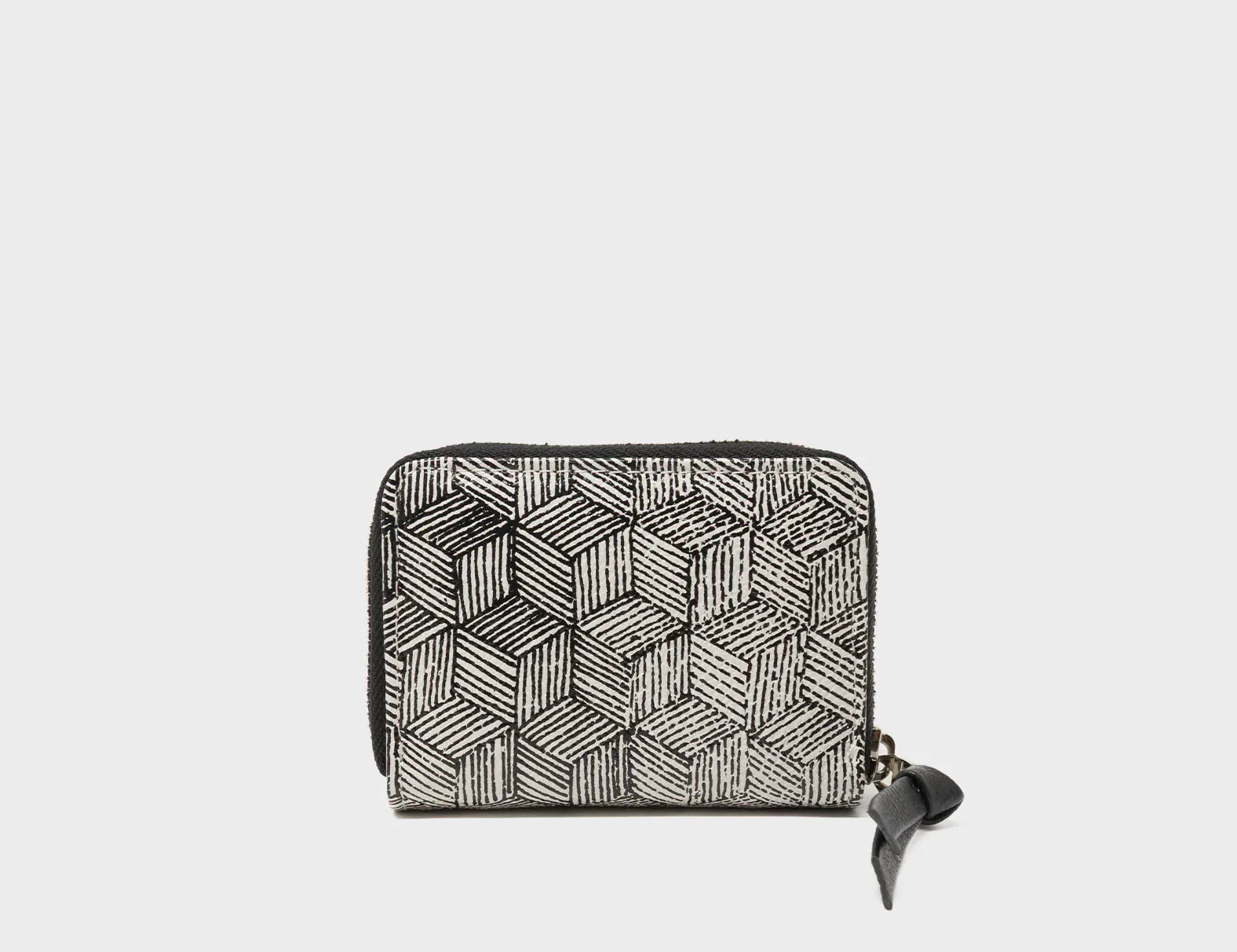 Frodo Cream Leather Zip Around Wallet - Cubes Print - Back