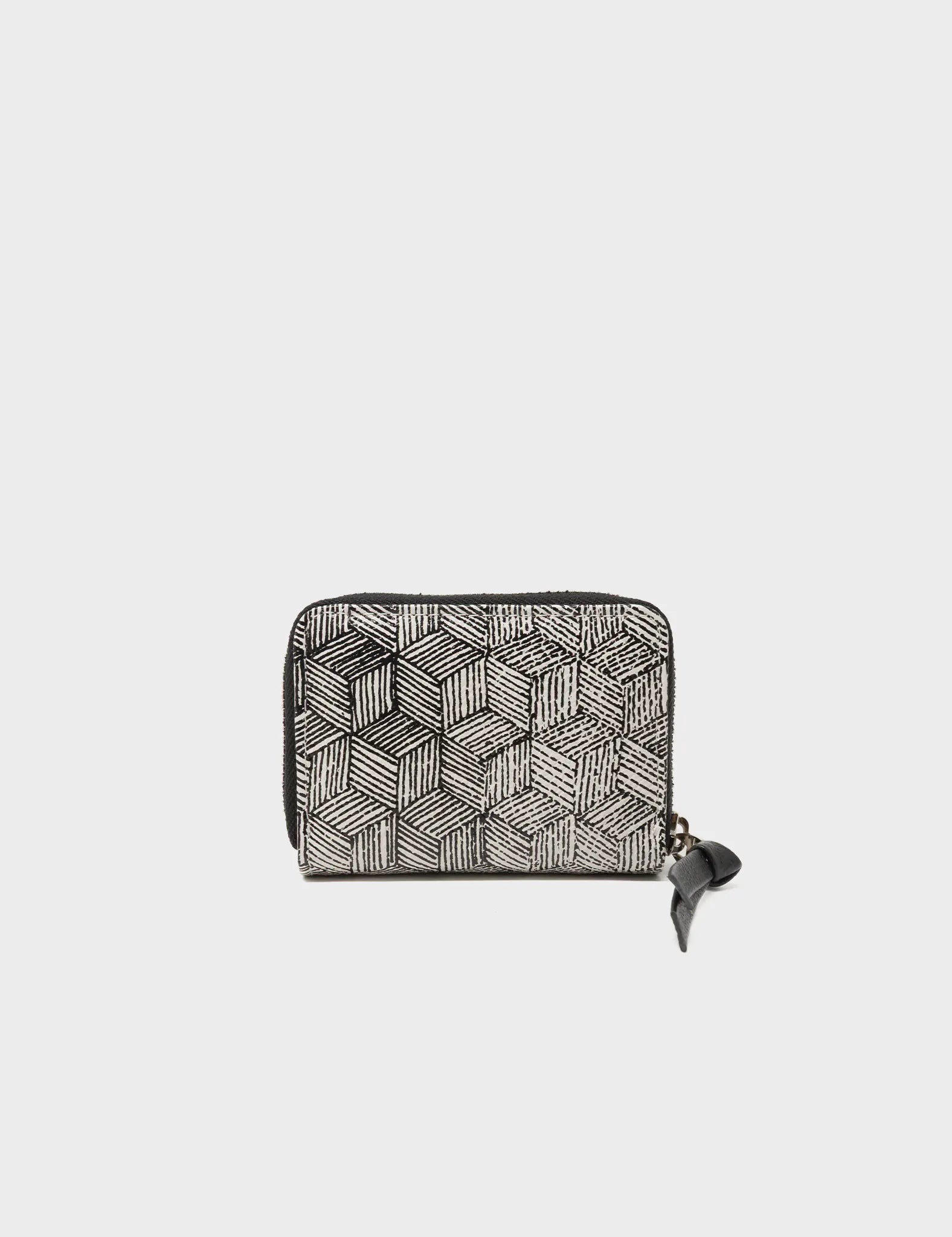 Frodo Cream Leather Zip Around Wallet - Cubes Print - Back