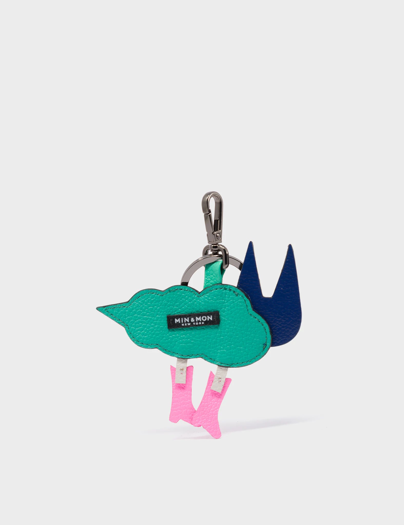 Catwings - Green Leather Keychain - Back View