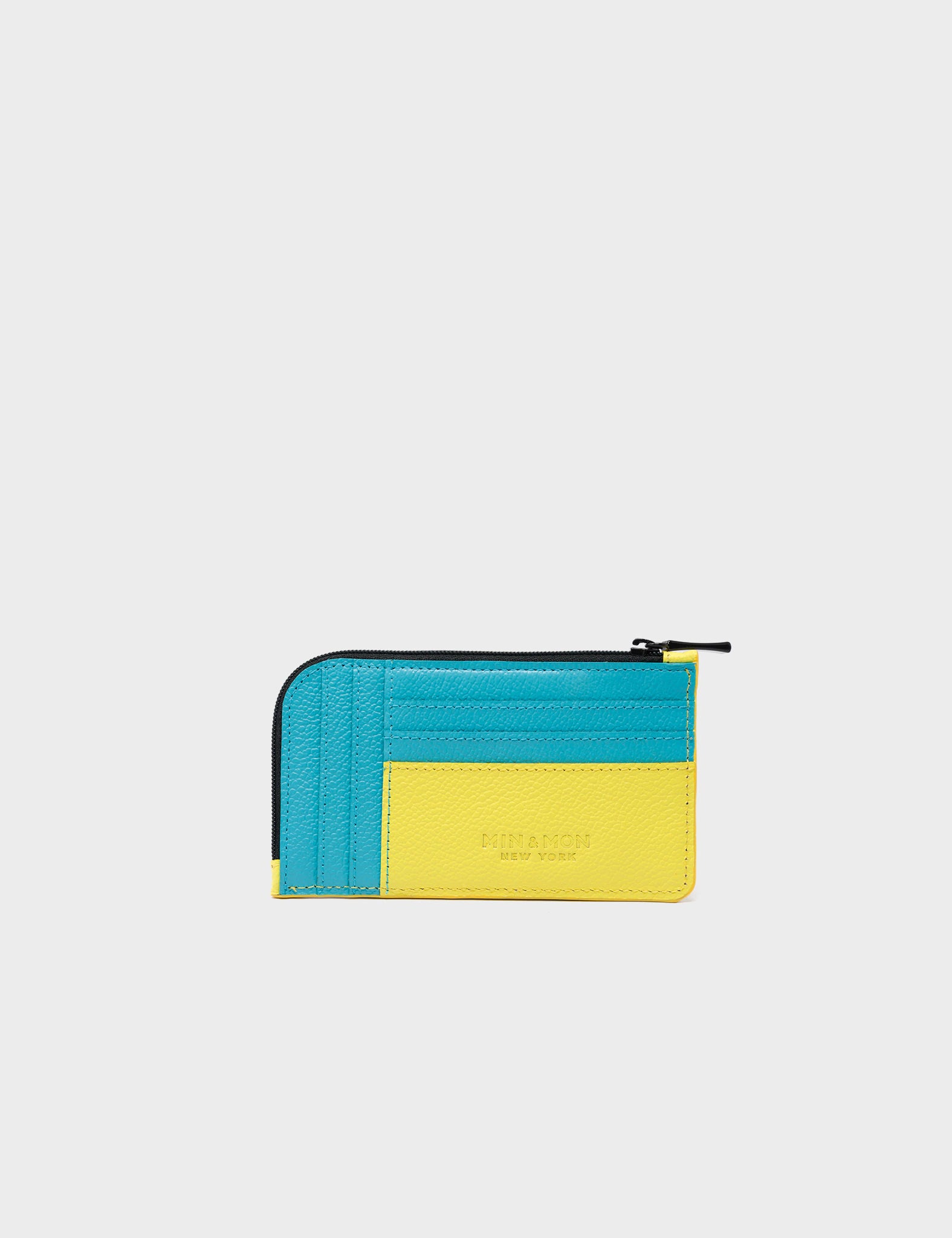 Fausto Yellow Leather Zip-around Cardholder - Urban Doodles Print - Back View