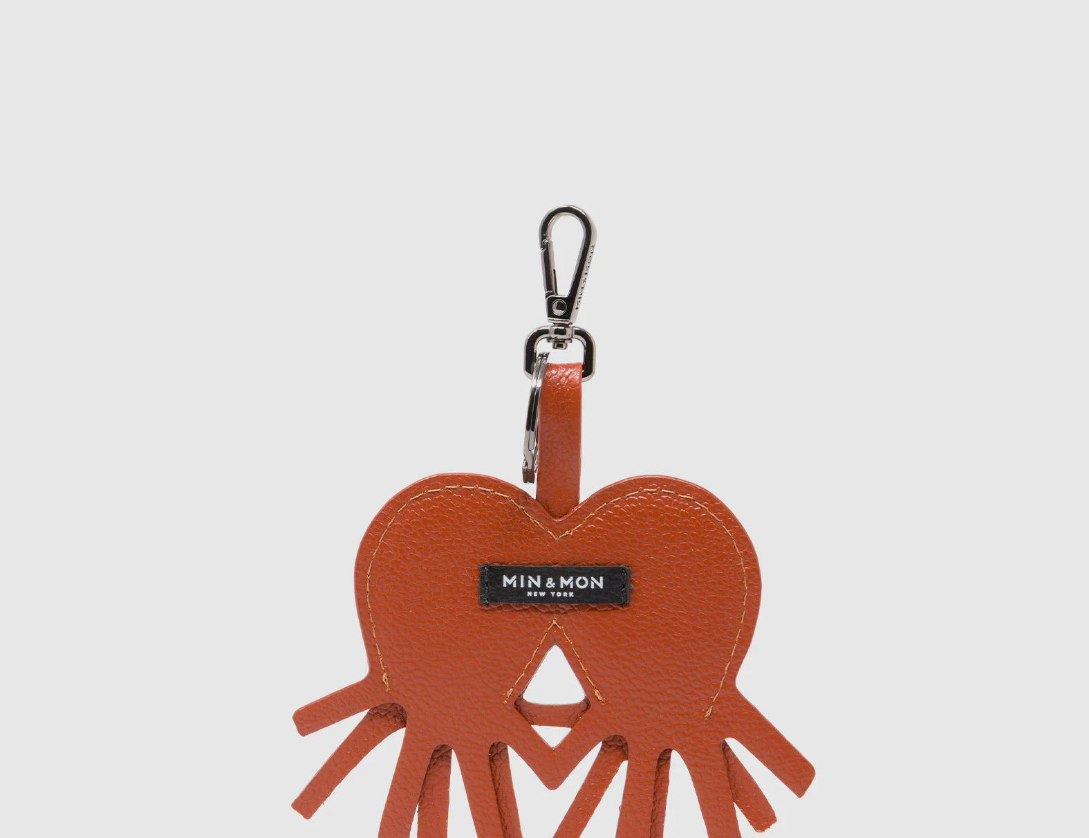 Octotwins Charm - Baked City Brown Leather Keychain - back